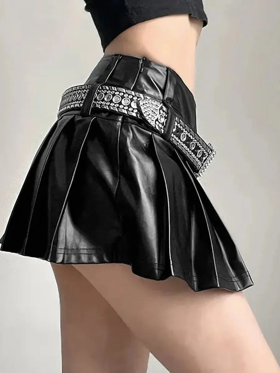 'Scale' Future Silver Metallic Pleated Skirt