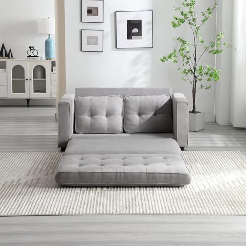 Futon Loveseat Sofa Bed,Convertible Folding Futon Couch Breathable Small Couch,Adjustable Pull Out Chaise Lounge Couch for Compact Living Studio in Living Room and Bedroom,Offices,Dorm (Dark Grey/1)