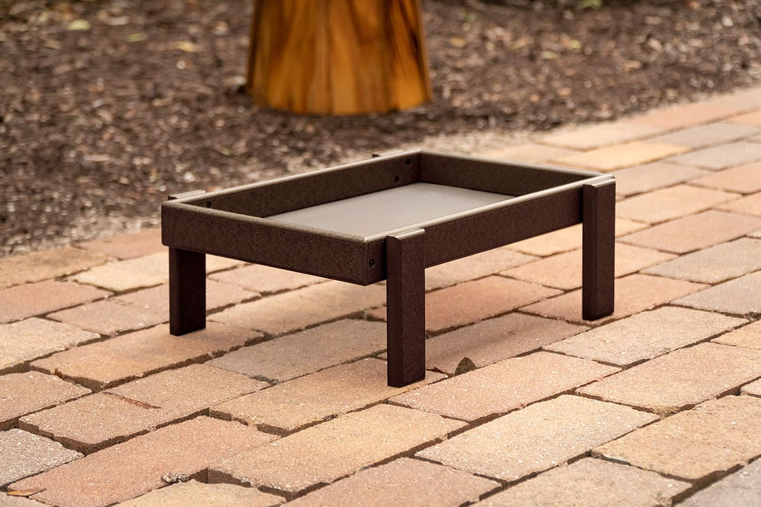 DutchCrafters Plastic Platform Ground Bird Feeder Tray Made in America (Weathered Wood)