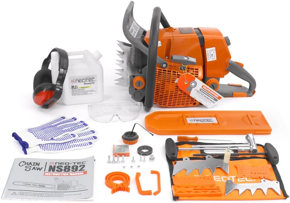 NEO-TEC NS892 92cc Gas Chainsaw Fit for 25/30/36 inch Bar,2-Cycle 5.2KW 6.4HP Gasoline Power Chain Saws,All Parts Compatible G660 MS660 without Bar
