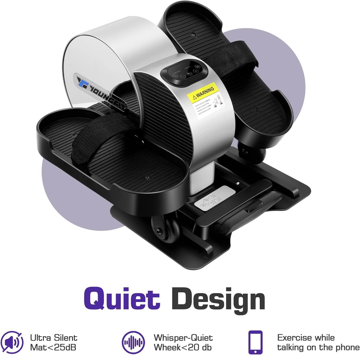 Under Desk Elliptical - Portable and Quiet Leg Exerciser While Sitting for Seniors with Remote and App Control, LCD Display, Electric Seated Pedal Ellipse Machine for Home, Office