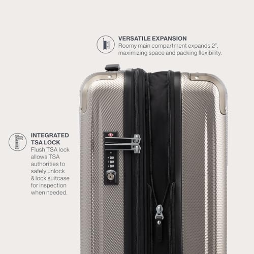 Travelpro Pathways 3 Hardside Expandable Luggage, 8 Spinner Wheels, Lightweight Hard Shell Suitcase, Carry On 21 Inch, Black Knight