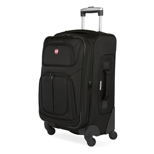 SwissGear Sion Softside Expandable Luggage, Black, Checked-Large 29-Inch