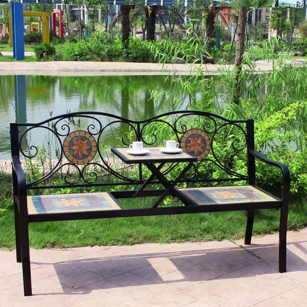 Outdoor Furniture Outdoor Bench Nordic Wrought Iron Balcony Garden Garden Bench Outdoor Table and Chairs Villa Terrace Leisure Double Bench Garden Bench