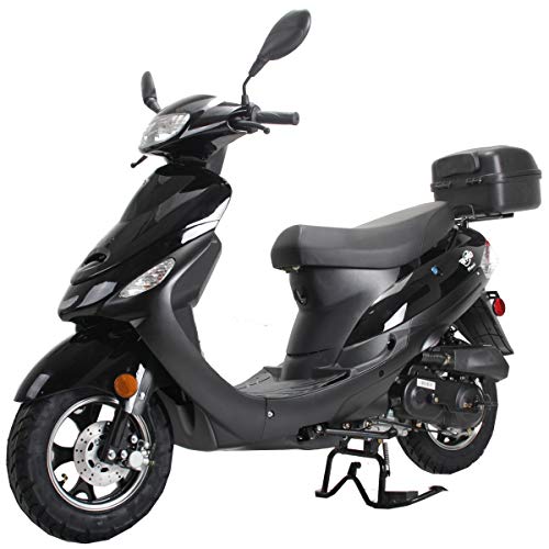 X-PRO Maui 50 Gas Moped with 10" Aluminum Wheels, Rear Trunk, Electric/Kick Start! (Black)