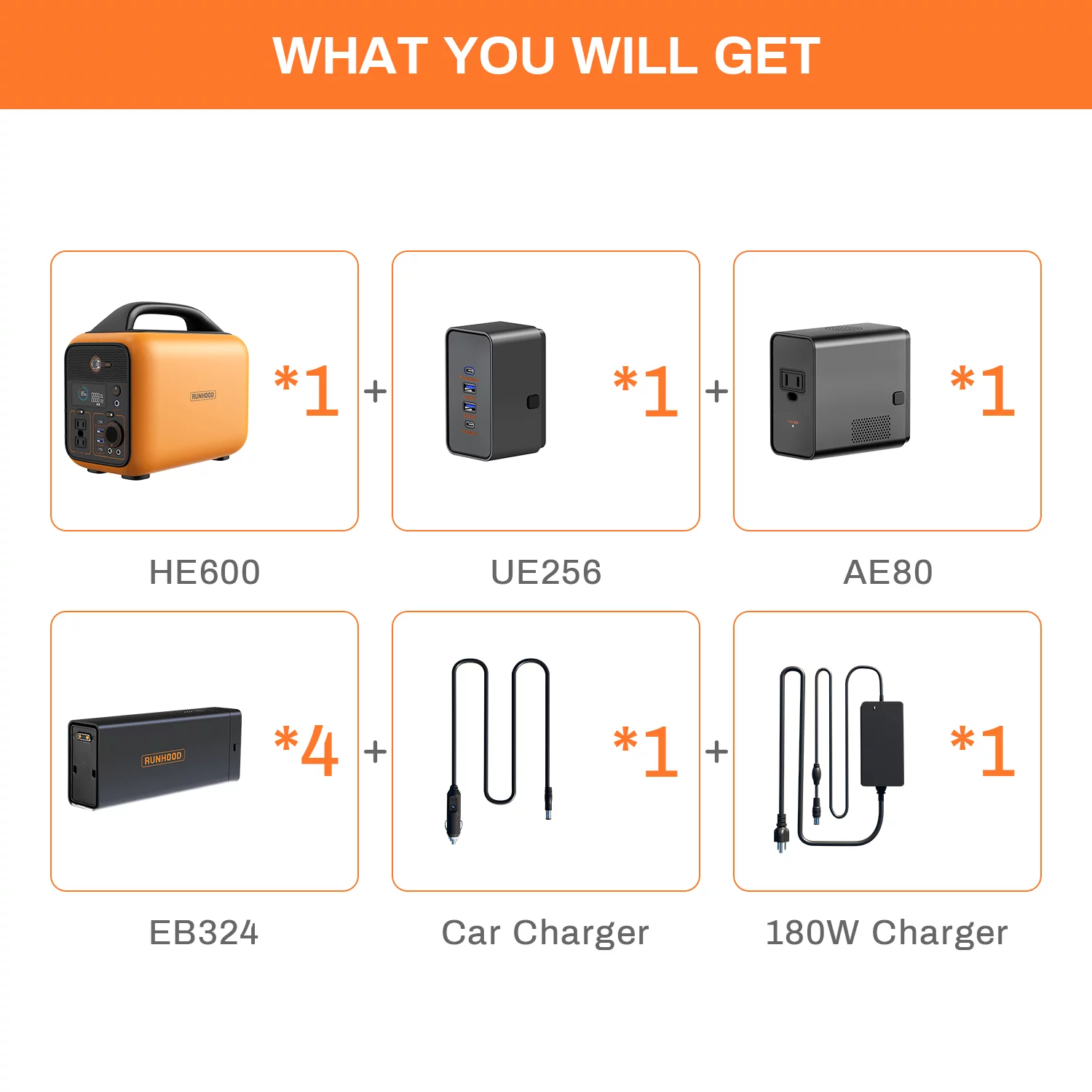 Runhood Portable Power Station Rallye 600 Max, 1296Wh Swappable Lithium Energy Bar Backup Batteries(4*EB324), 110V/600W AC Outlet Solar Generator for Outdoors Camping, Home Use(Solar Panel Optional)