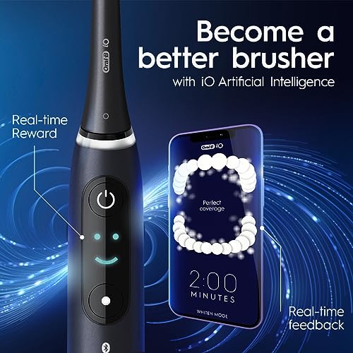 Oral-B iO Series 8 Rechargeable Electric Toothbrush with Pressure Sensor to Protect Gum, 2 Minute Timer, 6 Cleaning Settings, 3 Replacement Toothbrush Heads, Magnetic Charger, and Travel Case, Violet