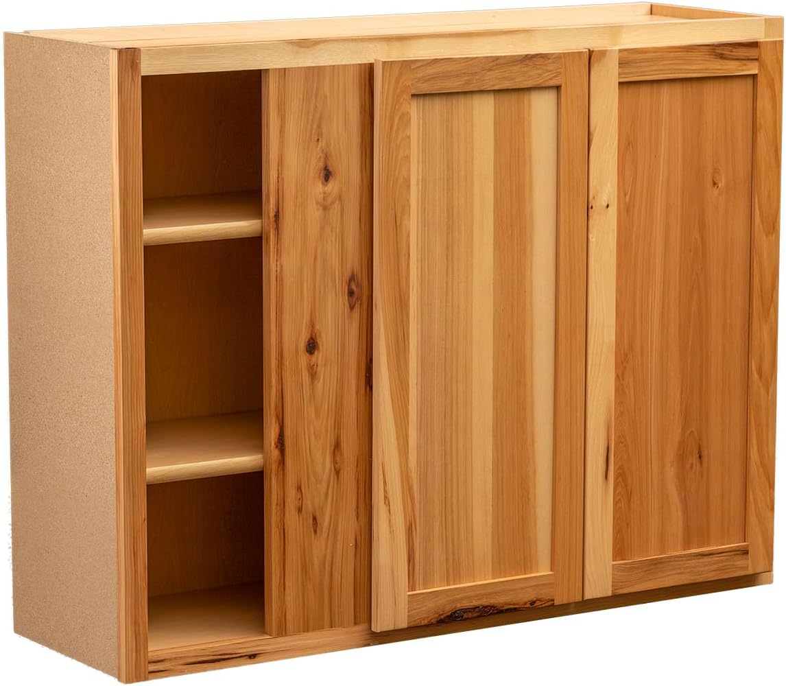 Quicklock RTA (Ready-to-Assemble) | 36" Tall Wall Kitchen Cabinets - Shaker Style | 100% Hardwood | Made in America | Soft Close Hardware (Rustic Hickory, 12''D x 39''W x 36''H Blind Corner)