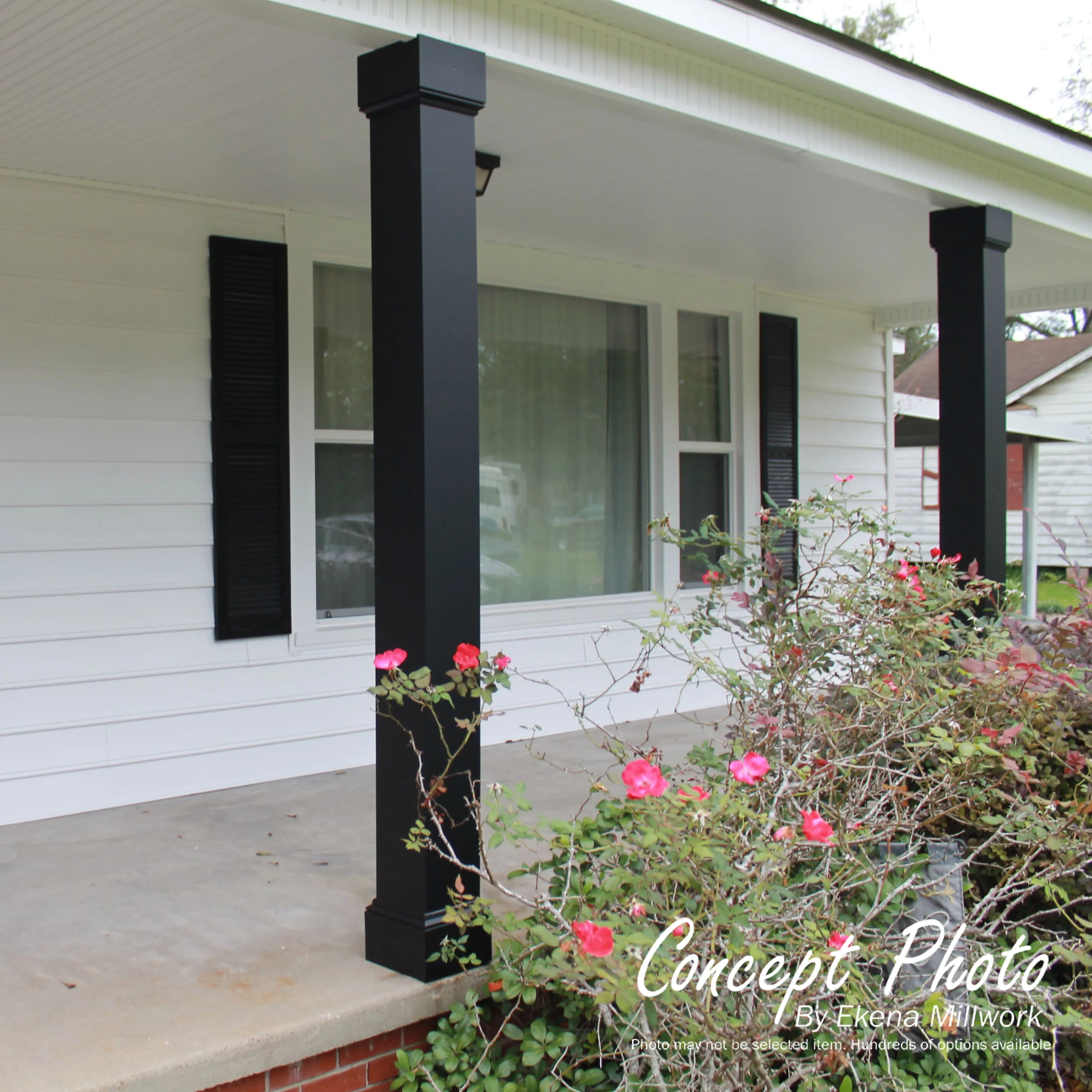 6" x 9' Endura-Aluminum Wellington Style Column, Square Shaft (Load-Bearing 12,000 lbs), Non-Tapered, Gloss White Finish w/ Capital & Base