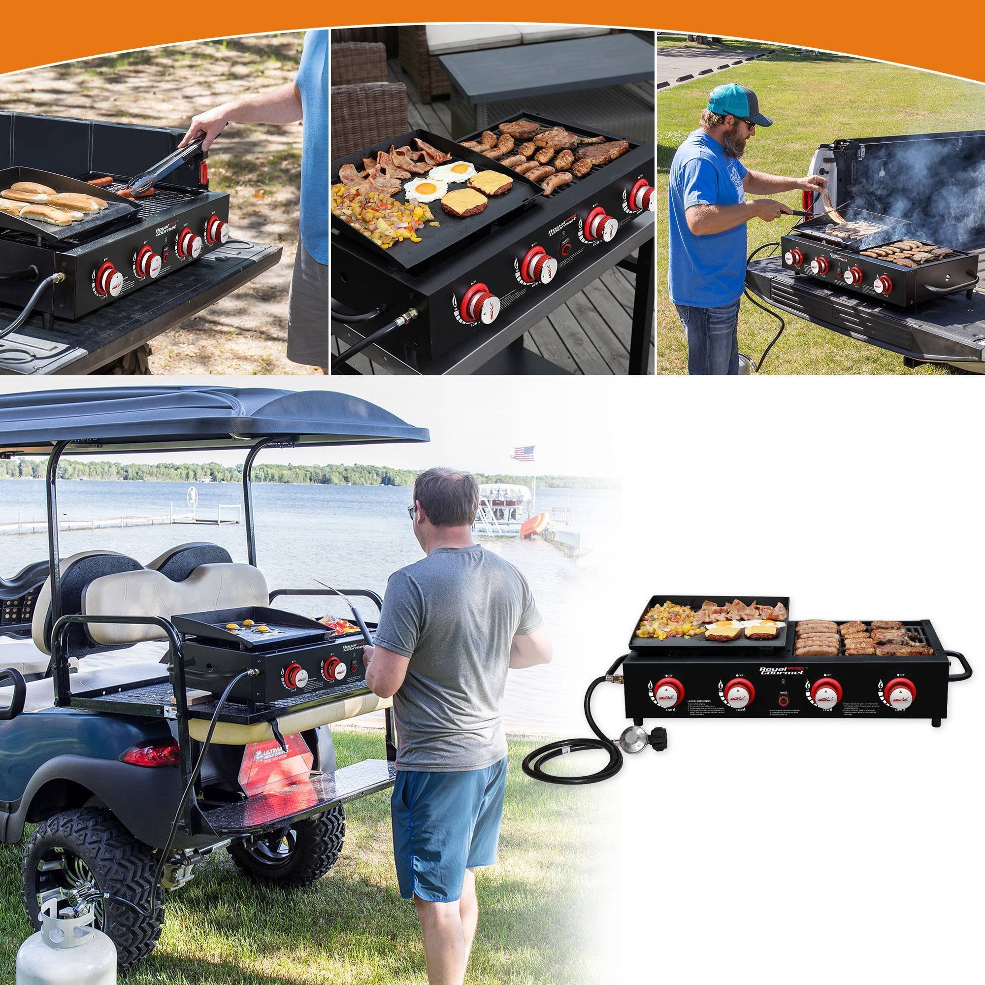 Royal Gourmet Tailgate 4-Burner GAS Griddle Combo Grill GD4002T Black