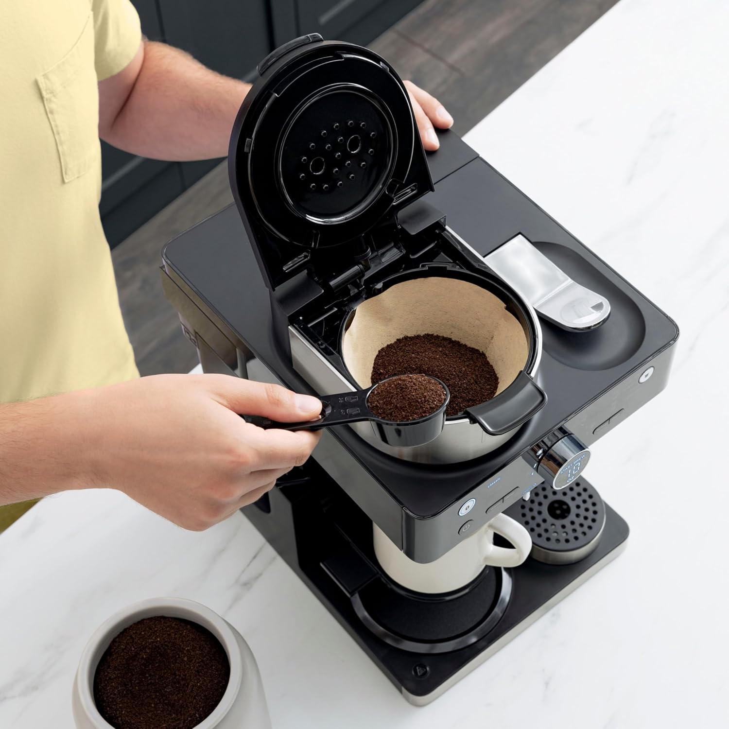 Ninja CFN602 Espresso & Coffee Barista System with Ristretto Function, Single-Serve Coffee & Nespresso Capsule Compatible, 12-Cup Carafe, Built-in Frother, Espresso, Cappuccino & Latte Maker