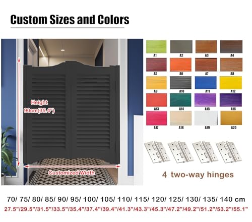 Western Saloon Doors Louvred Style, Wooden Cafe Swinging Door, Auto Close Double Action Door for Pet Gate, Shop Kitchen Counter Hallway Partition(Wood,W140xH90cm/55.1" x35.4)