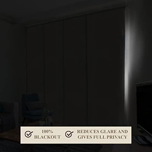CHICOLOGY Blackout Room Darkening Fabric, Sliding Door Blinds , Room Divider ,Vertical Blinds for Patio Doors , Sliding Glass Door Blinds, , W:46-86 x H: Up to-96 inches, Mountain Snow (Thermal)