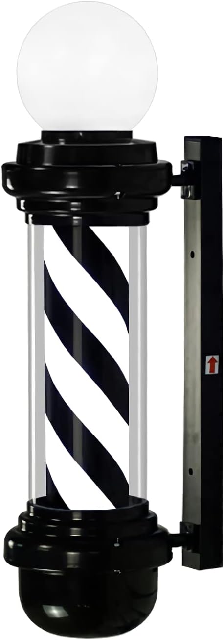WDZD 27'' Barber Pole Light, Hair Salon Open Sign, Barber Shop Rotating Black White LED Strips, IP54 Waterproof Save Energy, Wall Mount