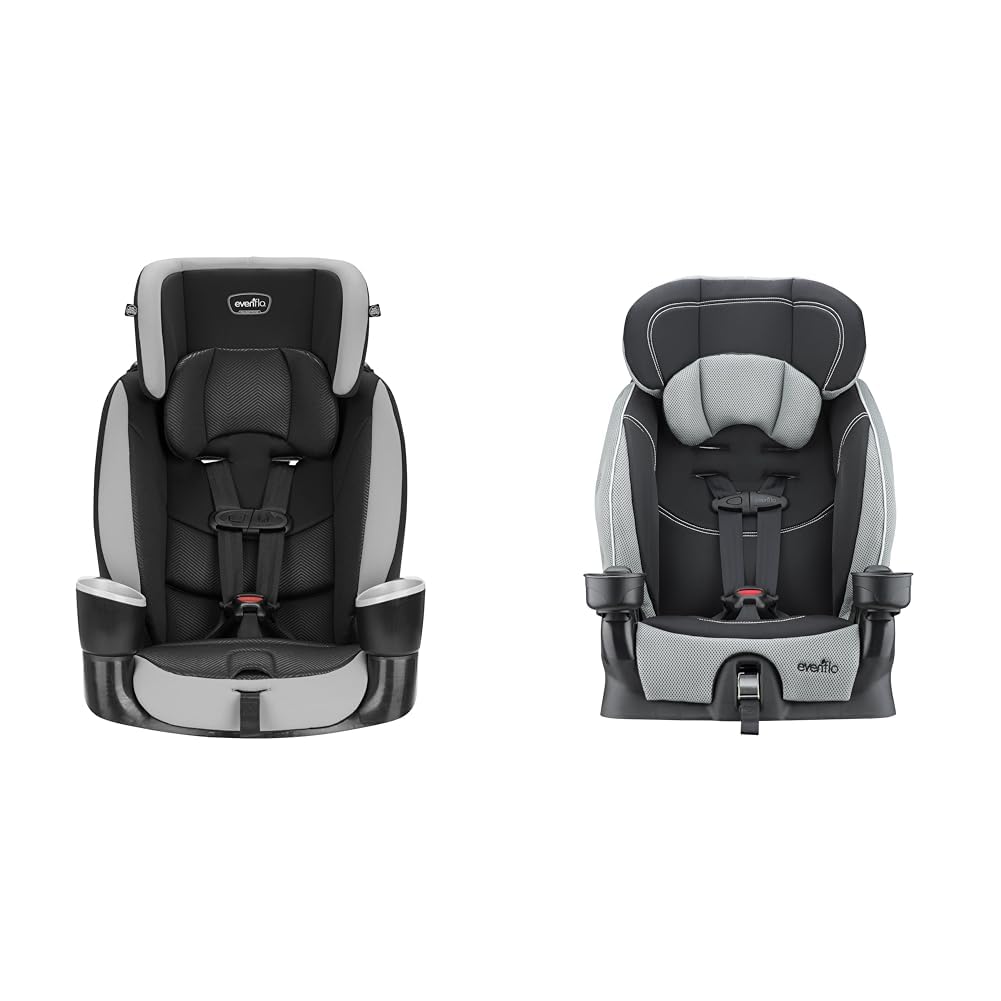 Evenflo Maestro Sport Harness Highback Booster Car Seat, 22 to 110 Lbs., Granite Gray, Polyester & Chase Harnessed Booster, Jameson