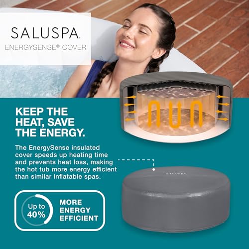 Bestway SaluSpa Cancun AirJet 2 to 4 Person Inflatable Hot Tub, 71 x 26 Inch Round Portable Outdoor Spa with 120 Soothing Jets and Cover, Gray