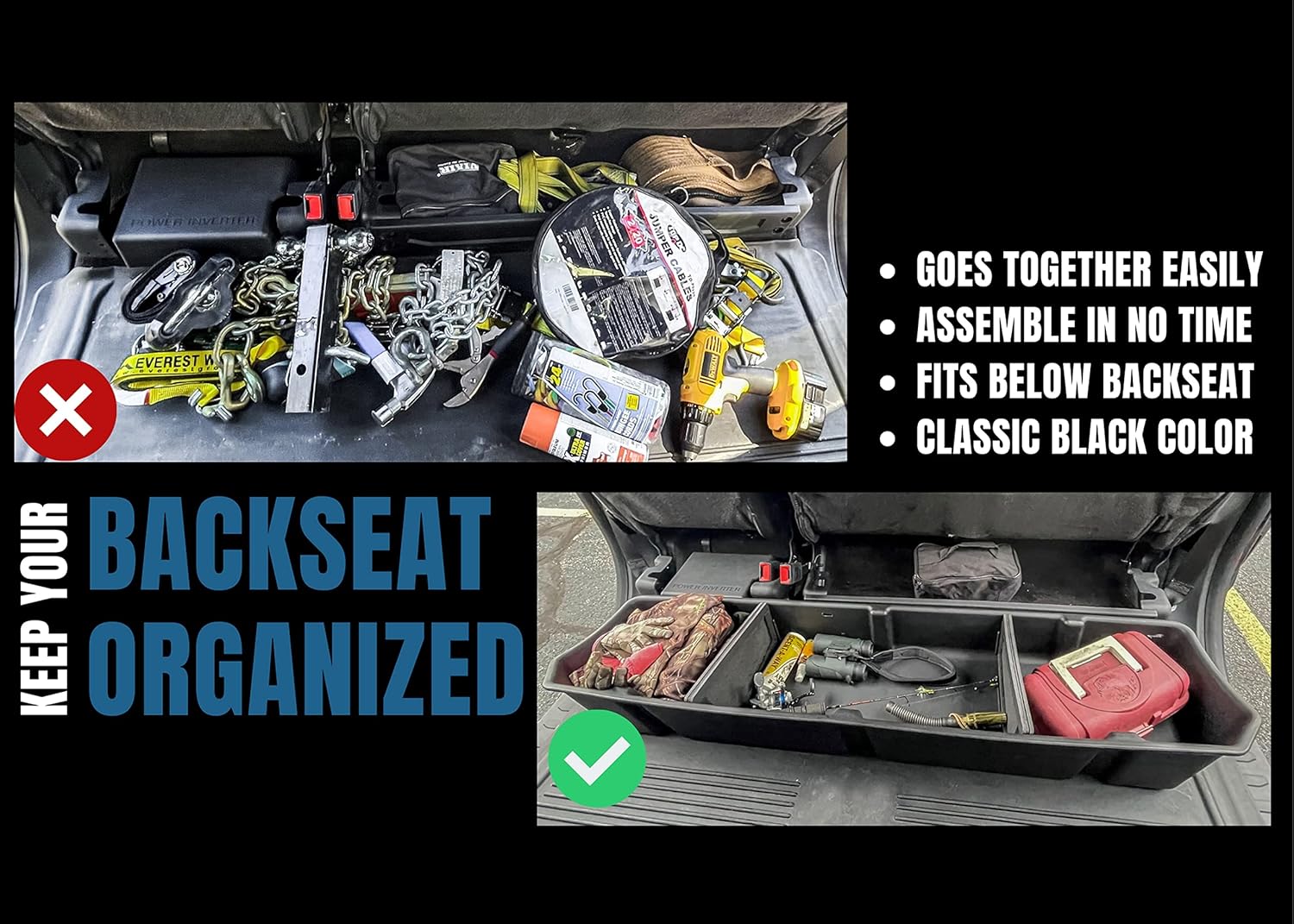 Red Hound Auto Under Seat Storage Box Compatible with Ford F-150 SuperCrew 2015-2022 and SuperDuty F-250 F-350 Crew Cab 2017-2022 Cab Without OEM Underseat Floor Mounted Flip-up Storage System