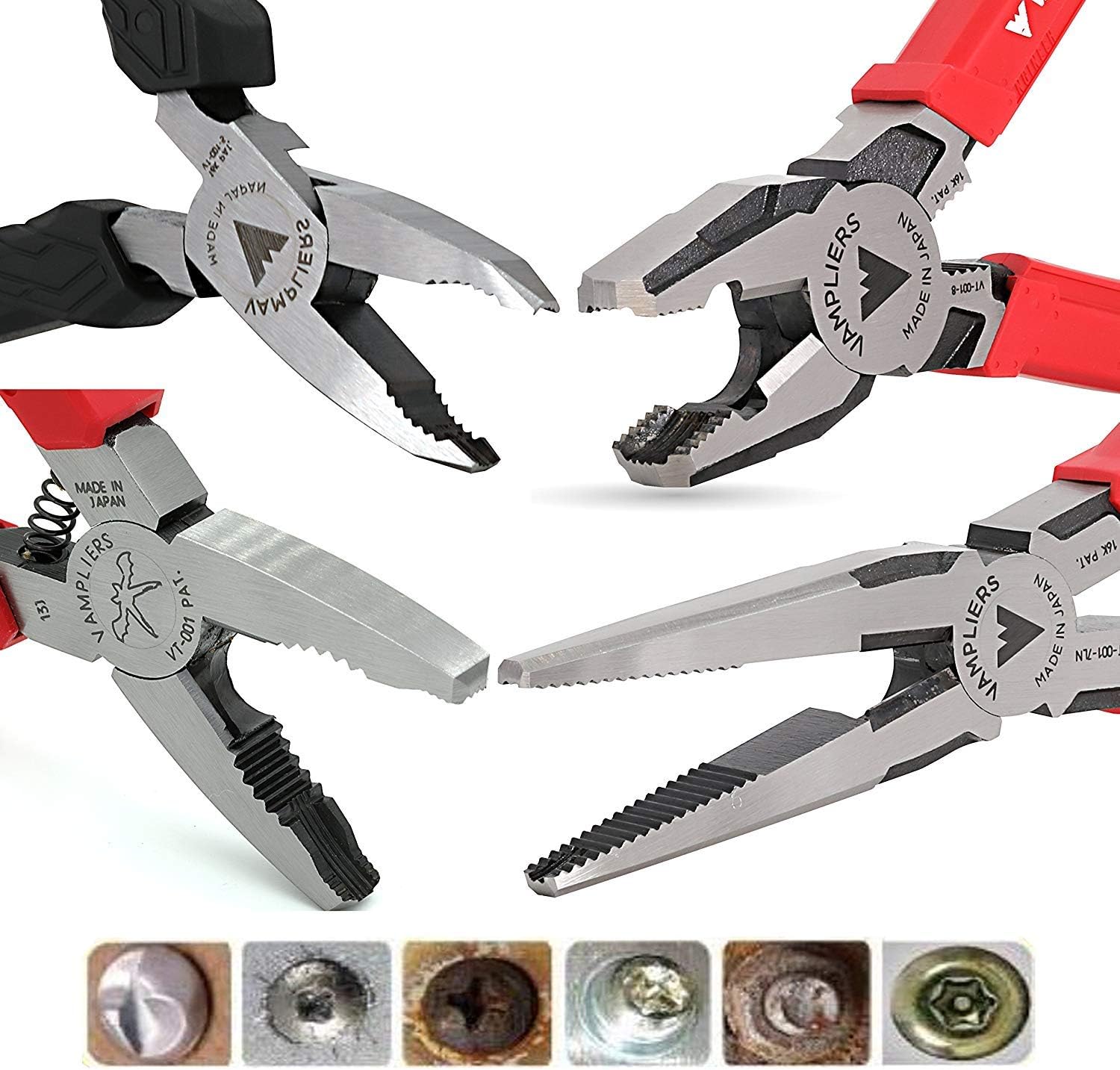 VAMPLIERS 4-PC Screw Extraction Pliers to Remove Damage/Rusted/Specialty Screw Nuts and Bolts, Makes the Best Gift to last beyond the Season (S4B 4-PC Pliers)