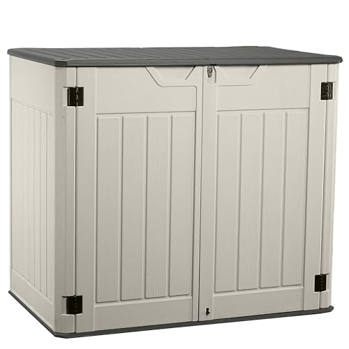 Vertical Resin Storage Shed, 60 Cuft Garden Tool Sheds & Outdoor Storage, Plastic Outdoor Storage Cabinet Waterproof, 4.5 x 2.3 ft Backyard Outside Lawn Mower Storage Shed, White