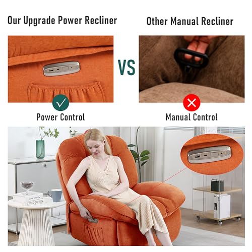 DYHOME Power Recliner Chair Massage Rocker Recliner with Heated, Small Swivel Rocking Recliner Chairs for Adults, Ergonomic Lounge Chair with USB, USB-C for Living Room, Green