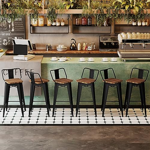 Andeworld 30 Inch Swivel Bar Stools Set of 4 Counter Height Stools Industrial Metal Barstools (30 inch, Distressed White)