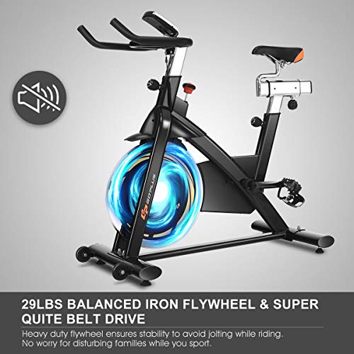 Goplus Indoor Cycling Bike, Stationary Bicycle with Flywheel and LCD Display, Cardio Fitness Cycle Trainer Professional Exercise Bike for Home and Gym Use
