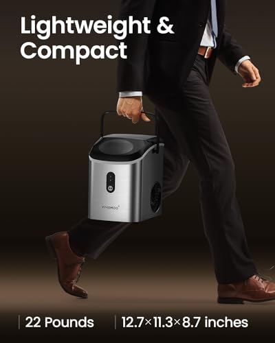 Nugget Ice Maker Countertop, 34lbs/Day, Portable Sonic Pebble Ice Maker with Self-Cleaning, Fast Ice in 6 Mins, Compact Crushed Pellet Ice Machine for Home/Office/Kitchen/RV/Camping, Black