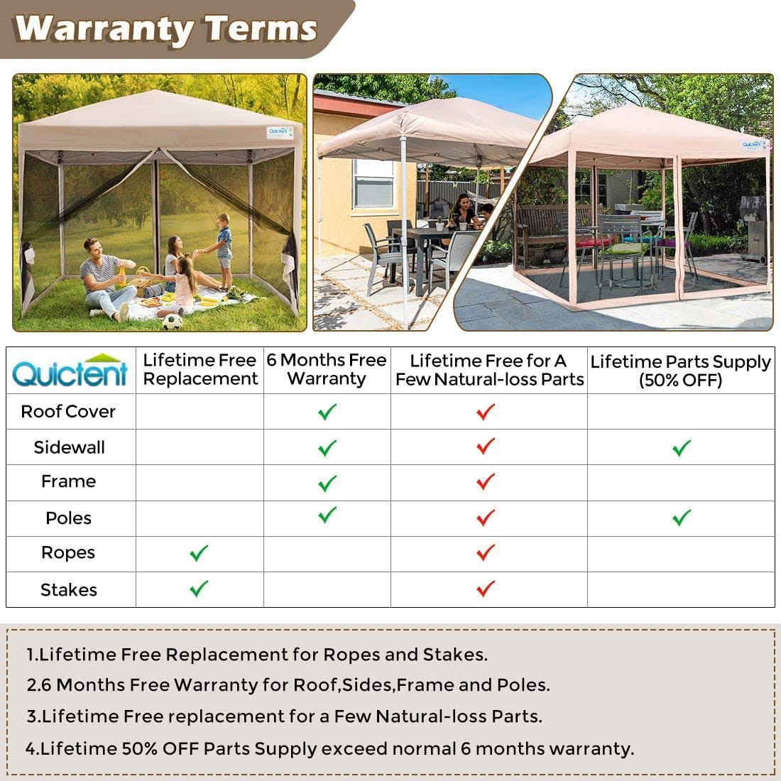 Quictent 8&x8& Pop Up Canopy with Netting (3 Colors ) Tan