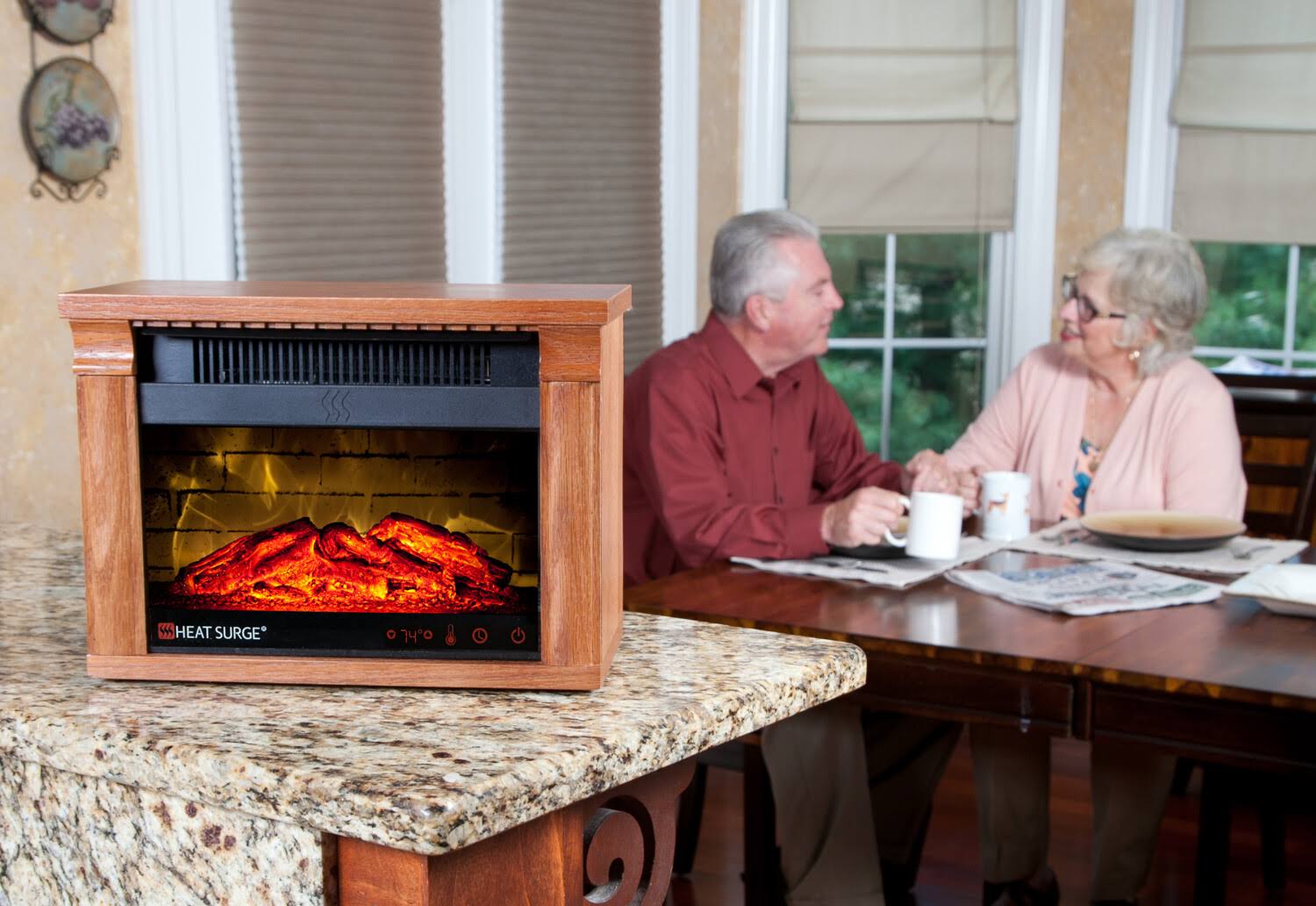 Heat Surge Mini Glo Portable Electric Fireplace Heater, Remote Control