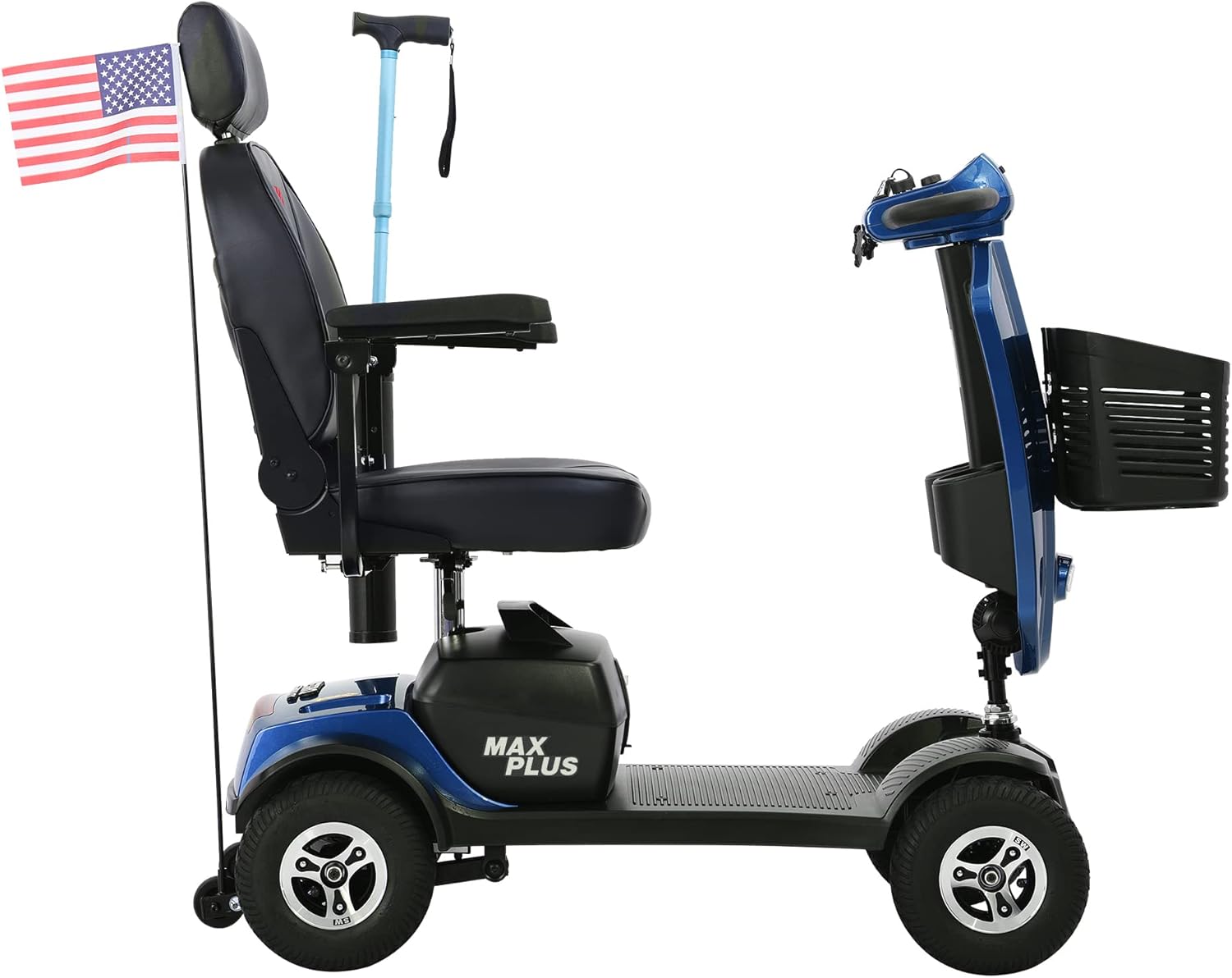 Electric Powered Mobility Scooters for Seniors Adults 300lbs Max Weight, 4 Wheel Folding Mobility Wheelchair for Travel - Long Range Power Extended Battery w/Charger and Basket