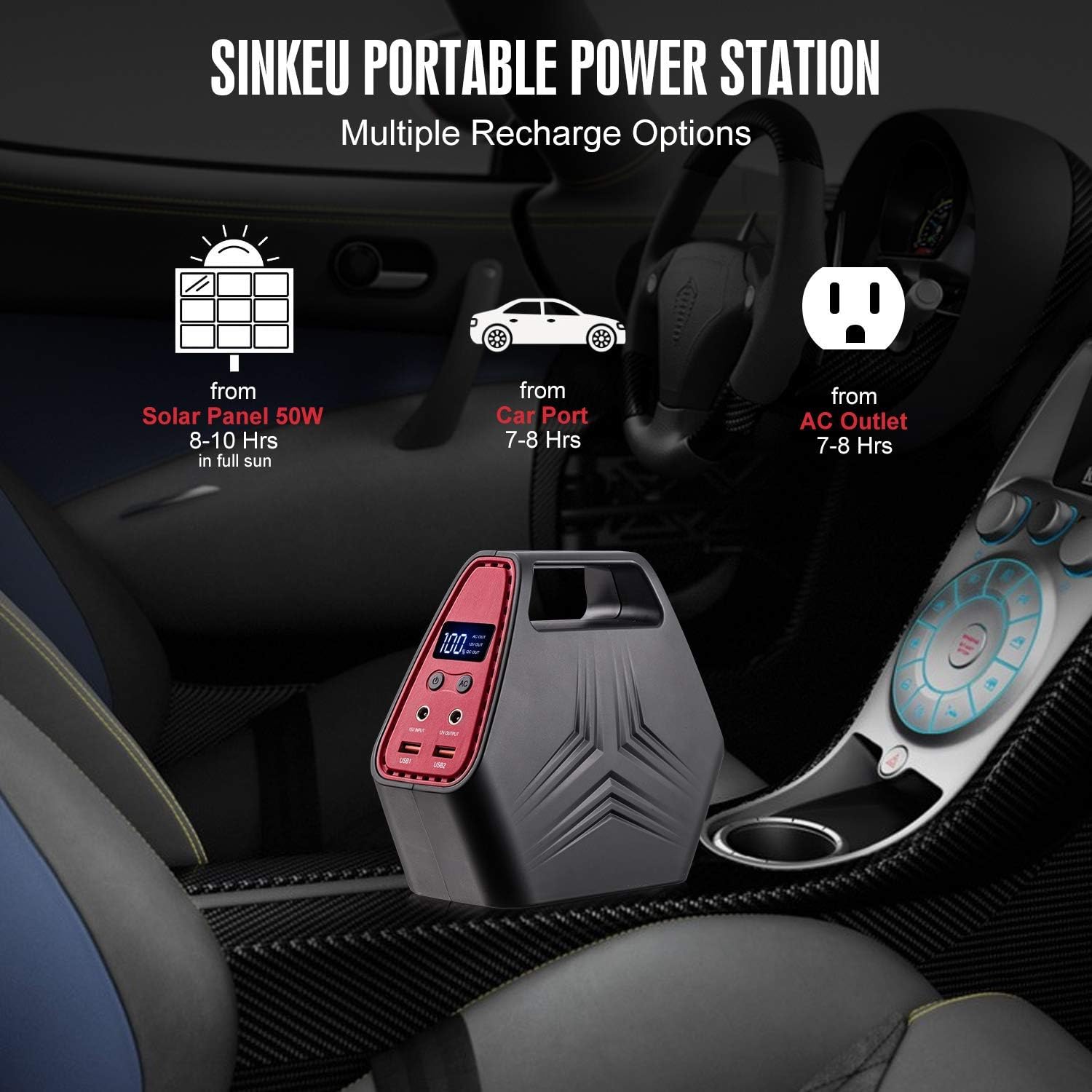 146Wh 42000mAh Portable Power Station, Quiet Rechargeable Generator Power Supply with Dual 110v AC Outlet,2 DC Ports, QC 3.0 USB Ports, Battery Backup for Camping Home Emergency Use