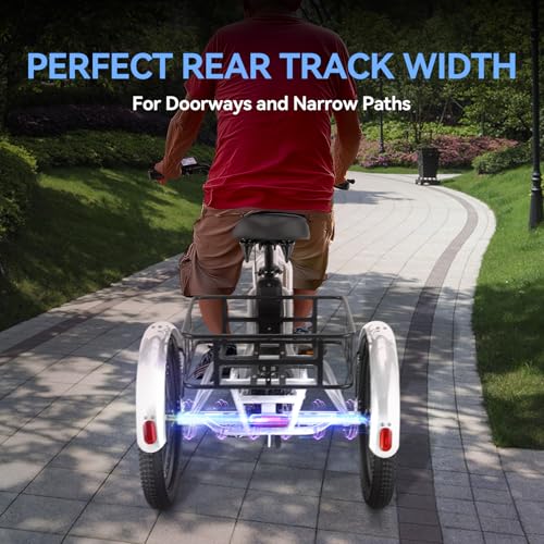 Vivi T01 20" x2.6 Fat Tire Electric Tricycle for Adults, 750W Peak 20'' Folding 3 Wheels Electric Bike, 95% Pre-Assembled, Speed Differential, 15.5MPH Eletric Trike with Bracket