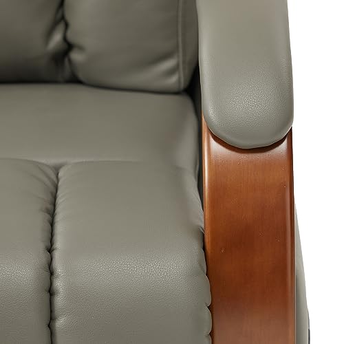 Irene House 9185 Petite Lift Chair Recliner for Elderly with Heat and Massage Dual Motor Power Sofa with Wooden Armrests and 2 Side Pockets(Faux Leather Beige)