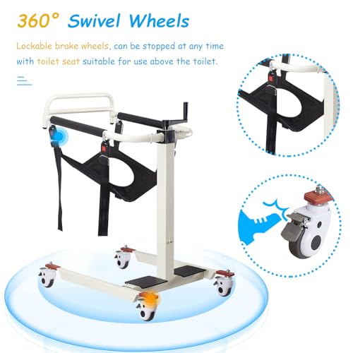 Patient Lift Wheelchair for Home Portable Transfer Chair Lightweight Wheelchair, Car Transfer Lift Transport Chair Adjustable Height Toilet Lift Seat Weight Capacity 330 lbs (Basic Version)