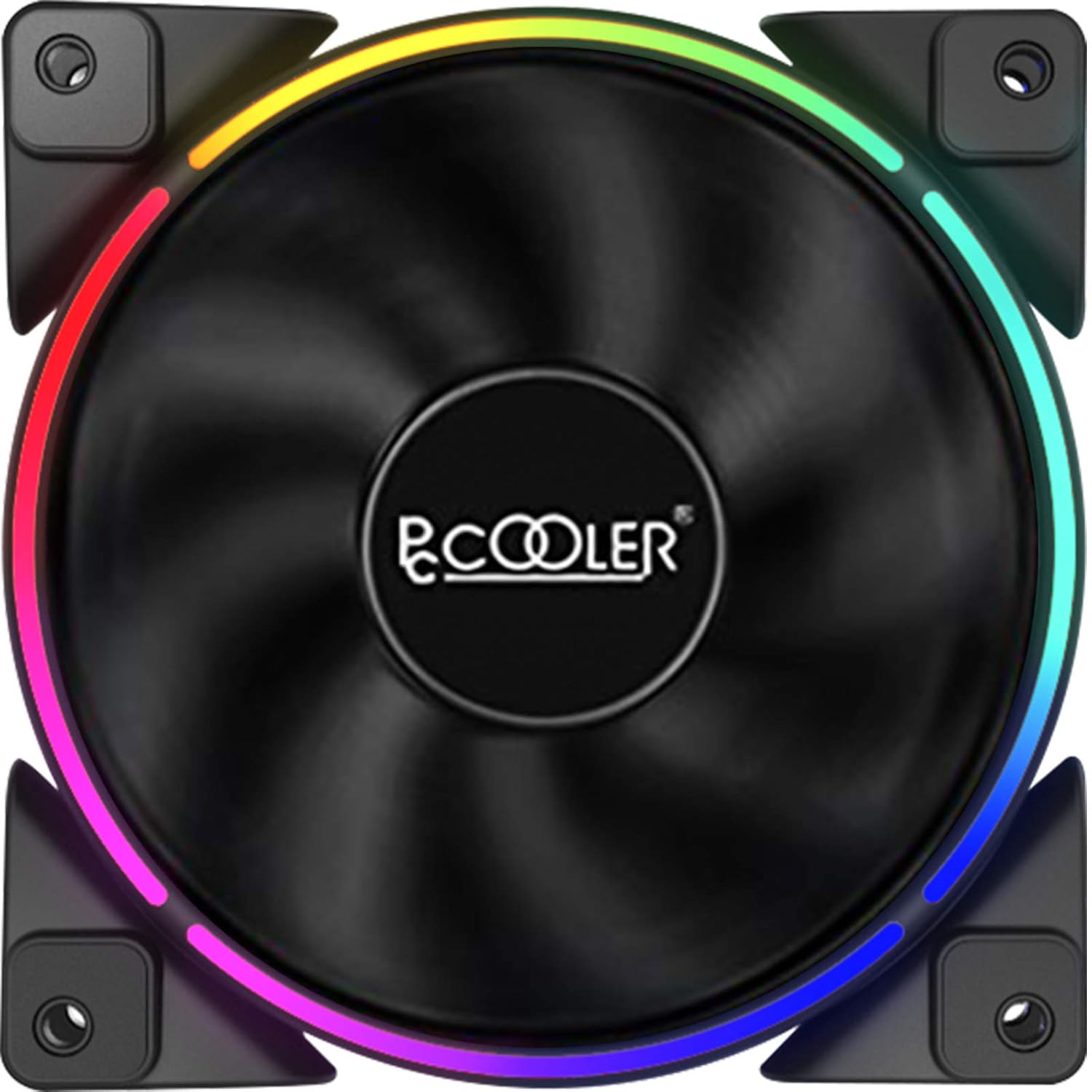 PCCOOLER 120mm Case Fan Dawn Series, 3M120HALO LED RGB Silent Fans - Advanced Lighting Customizations with 7 Colors&10 Lighting Modes - PWM High Performance Cooling Fan for PC Case Computer Fan