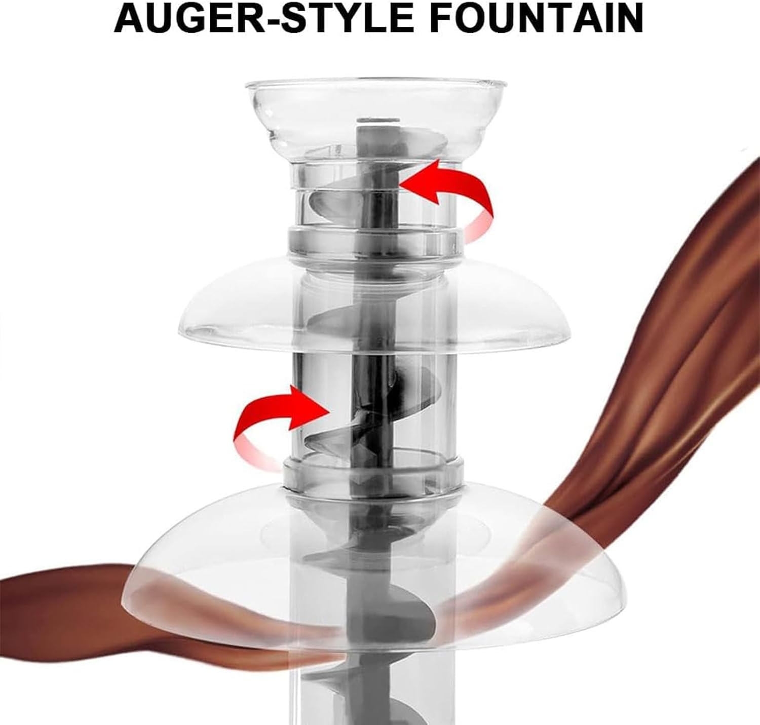 80W Electric Chocolate Fountain, 3 Tier Cascading Fondue Set with Hot Melting Pot Base, Stainless Steel Dip & Share Machine for Parties Weddings Family Gathering