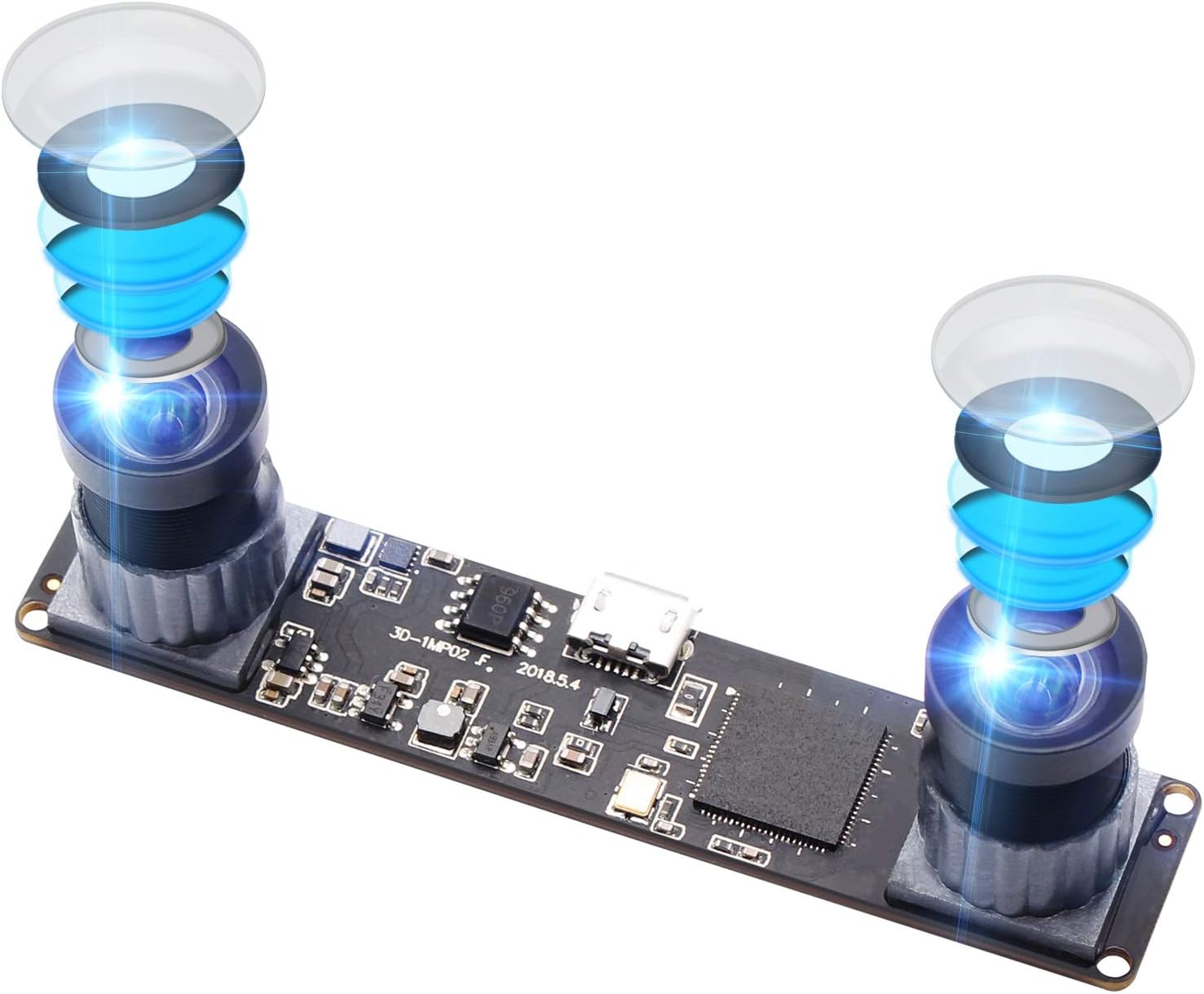 Synchronized Dual Lens Stereo USB Camera 1.3MP HD 960P Webcam 3D VR Web Camera Module with 1/3 CMOS OV9715 Image Sensor Camera Module Mini Industrial USB2.0 Web cam Plug&Play for Android,Linux,Windows