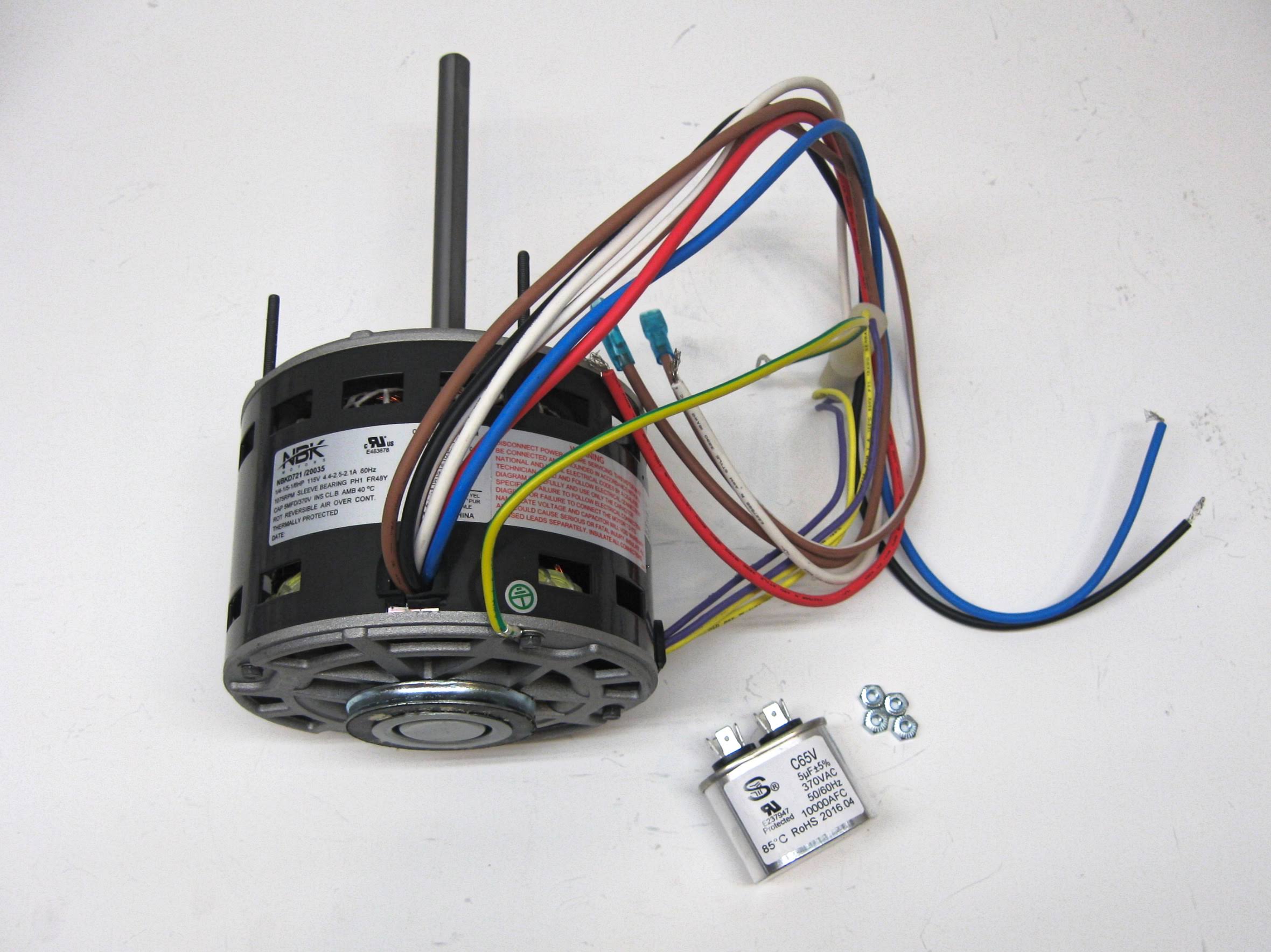 Furnace Air Handler HVAC Direct Drive Blower Motor 1/4 HP 1075 RPM 115 Volts 3 Speed Capacitor Included