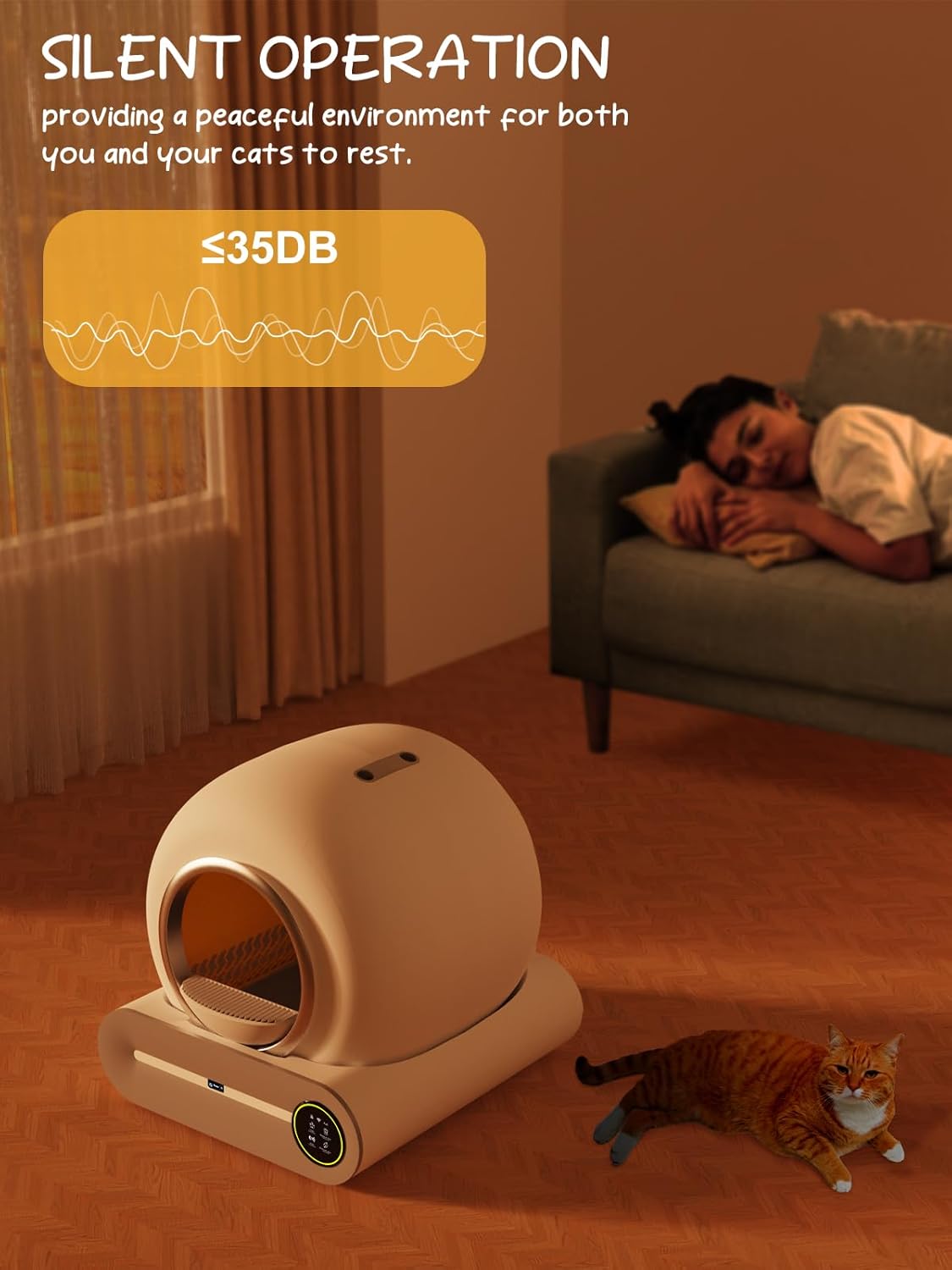 Smart Self-Cleaning Litter Box - 65L+9L Capacity, App Control, and Mess-Free Design for Multiple Cats