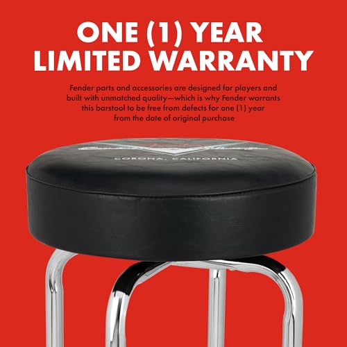 Fender Custom Shop Chevron Logo Swivel Barstool, Great Gifts for Dad, with 1 Year Limited Warranty, Simple Assembly, Black/Black, 24"