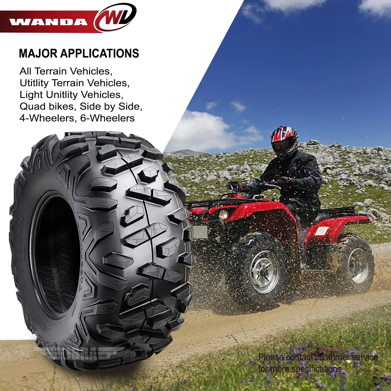 Set 4 WANDA ATV Tires 25X8X12 25X10X12 fit 14-17 Arctic-Cat 500/700 WILDCAT Trail Bighorn Style
