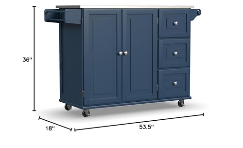 homestyles Mobile Kitchen Island Cart with Stainless Steel Top, Sage Green