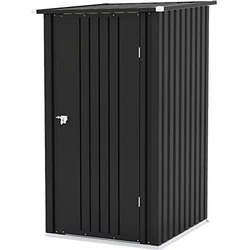 Patiowell 3 x 3 FT Outdoor Storage Shed,Small Garden Tool Storage Shed with Sloping Roof and Single Lockable Door, Outdoor Shed for Backyard Garden Patio Lawn, Grey