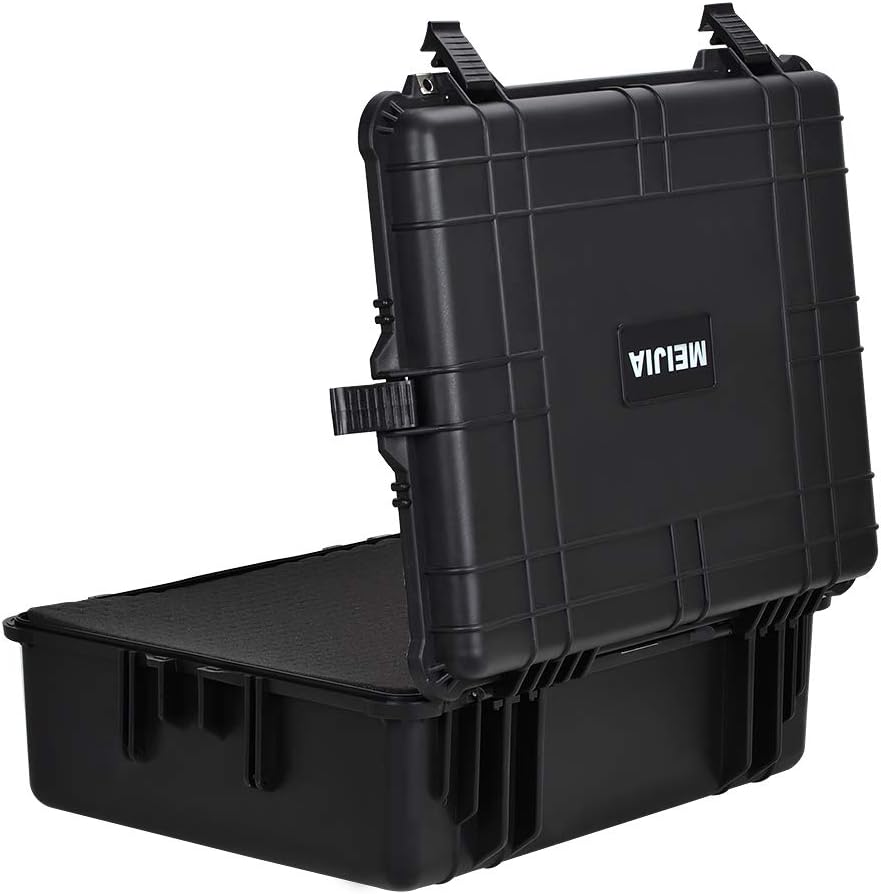 MEIJIA Portable Waterproof Protective Hard Case,Camera Case With Customizable Fit Foam Insert, Elegant Black, 24.25X19.43X8.68