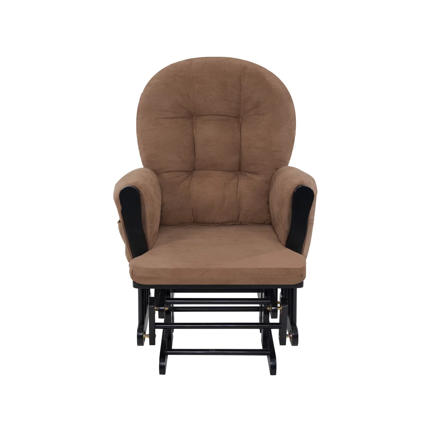 Nursery Glider & Ottoman Sets, Reclining Swivel Glider Rocker with Ottoman, Nursery Rocking Chair for Baby Room, Upholstered Nursery Recliner Glider with Ottoman, Padded Arms - Chocolate, Black