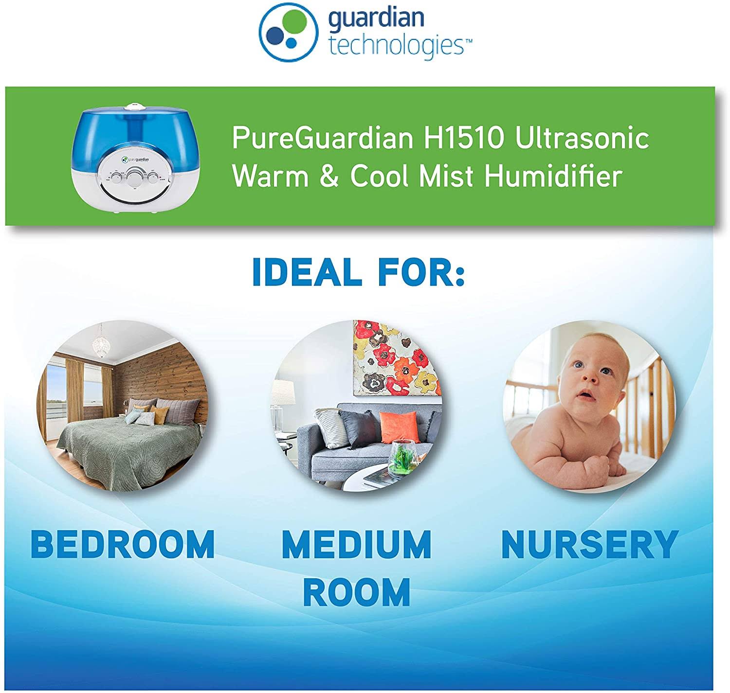 Pureguardian H1510 Ultrasonic Warm and Cool Mist Humidifier