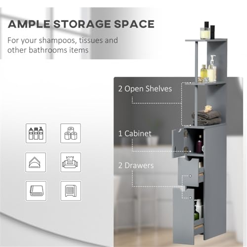 Slim Bathroom Cabinet with 3 Drawers Skinny Tall Room Divider Standing Shelf Freestanding Narrow Slim Gap Floor Organizer Side Unit for Small Spaces Towels, Tissues Bathroom Storage Shelf (Style C)