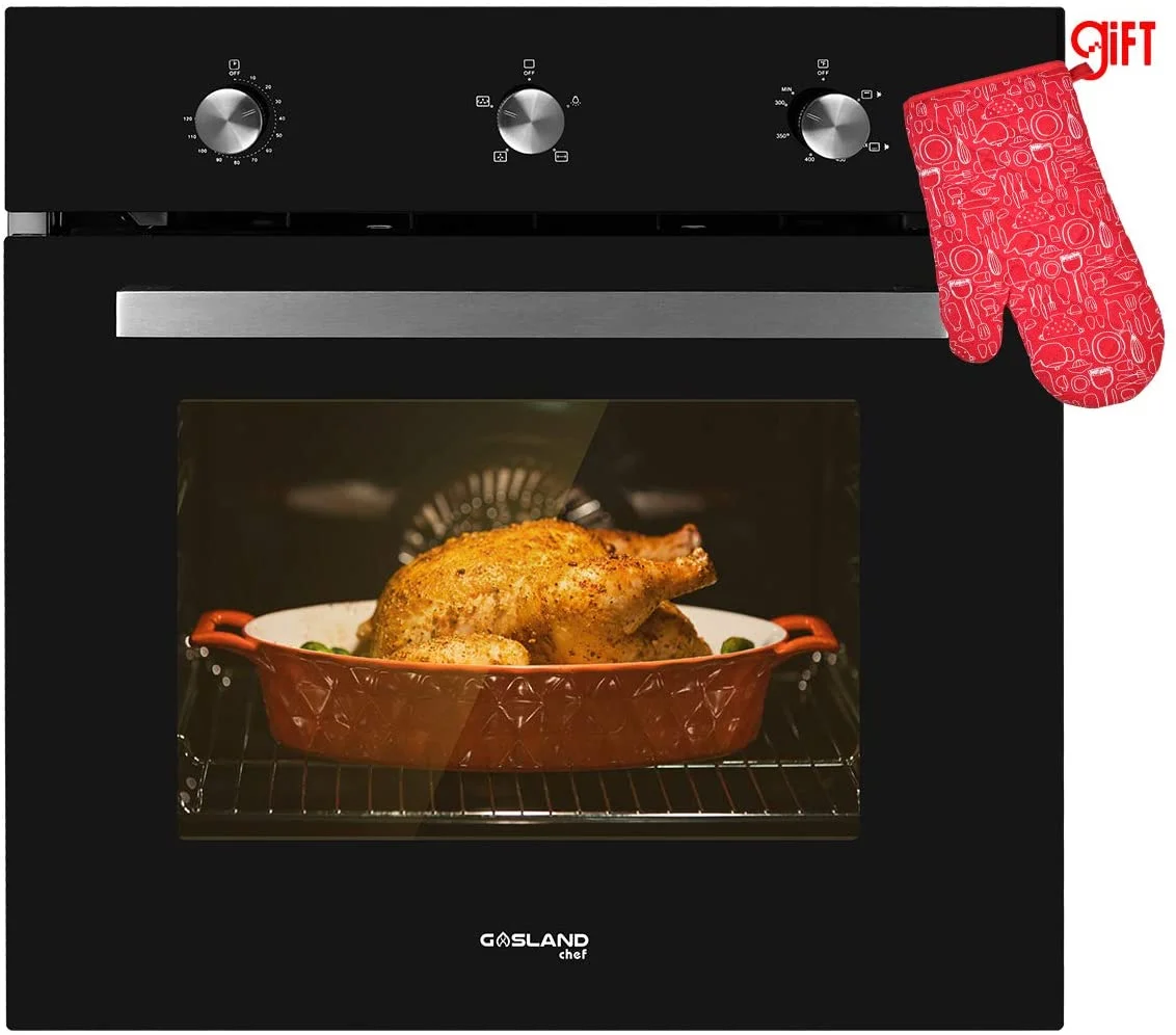 Single Wall Oven, GASLAND Chef GS606MB 24" Built-in 6 Cooking Function Single Wall Gas Oven, Mechanical Knob Control Gas Wall Oven
