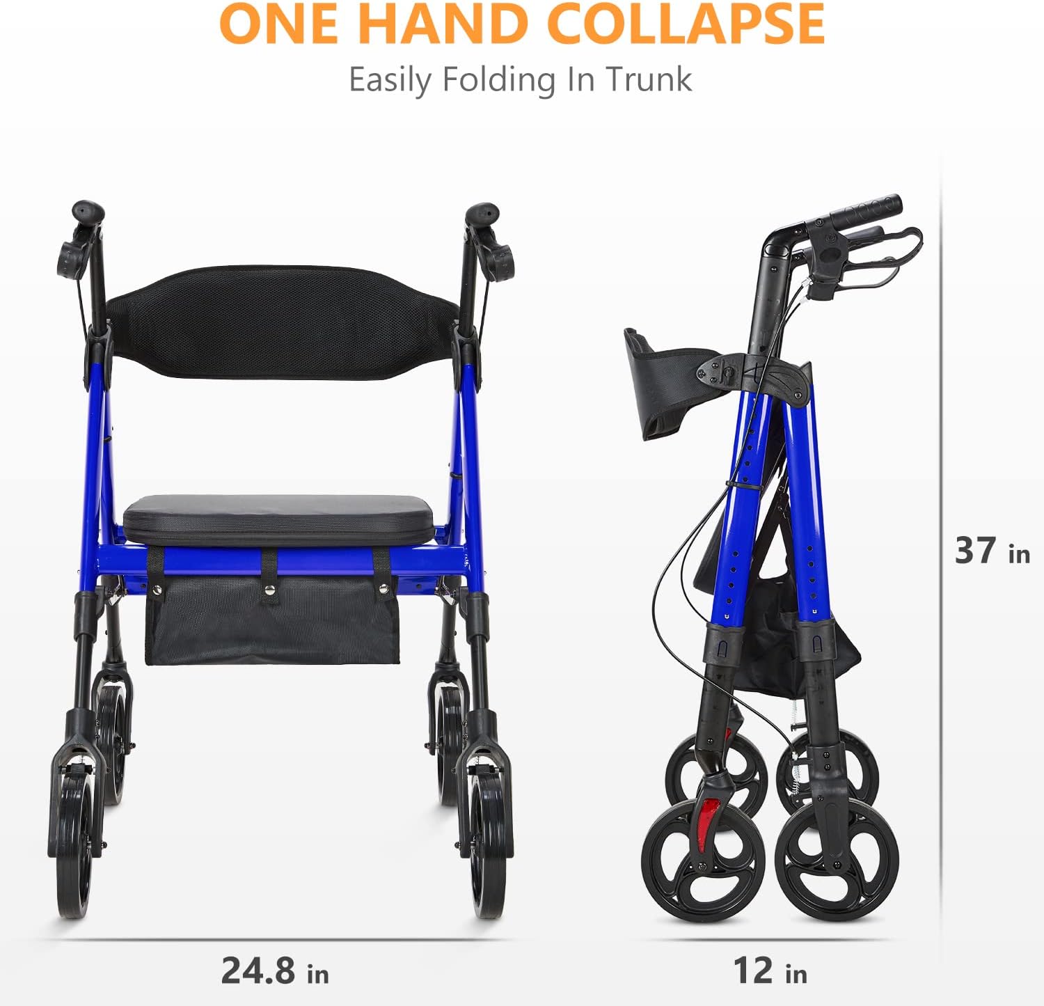 OasisSpace Heavy Duty Rollator Walker & 360 Degree Rotating Shower Chair