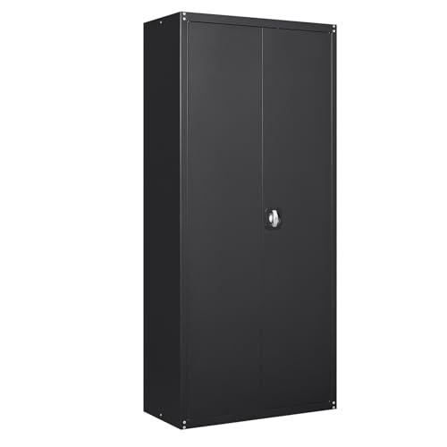 GREATMEET Metal Storage Cabinet with Locking Door and 4 Adjustable Shelves,70.8" H Lockable Steel Storage Cabinet for Home,Office,School Black